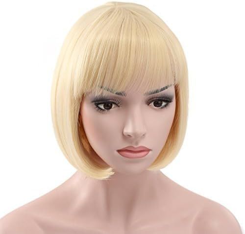 OneDor 10" Short Straight Hair Flapper Cosplay Costume Bob Wig (613# - Pre Bleach Blonde) | Amazon (US)