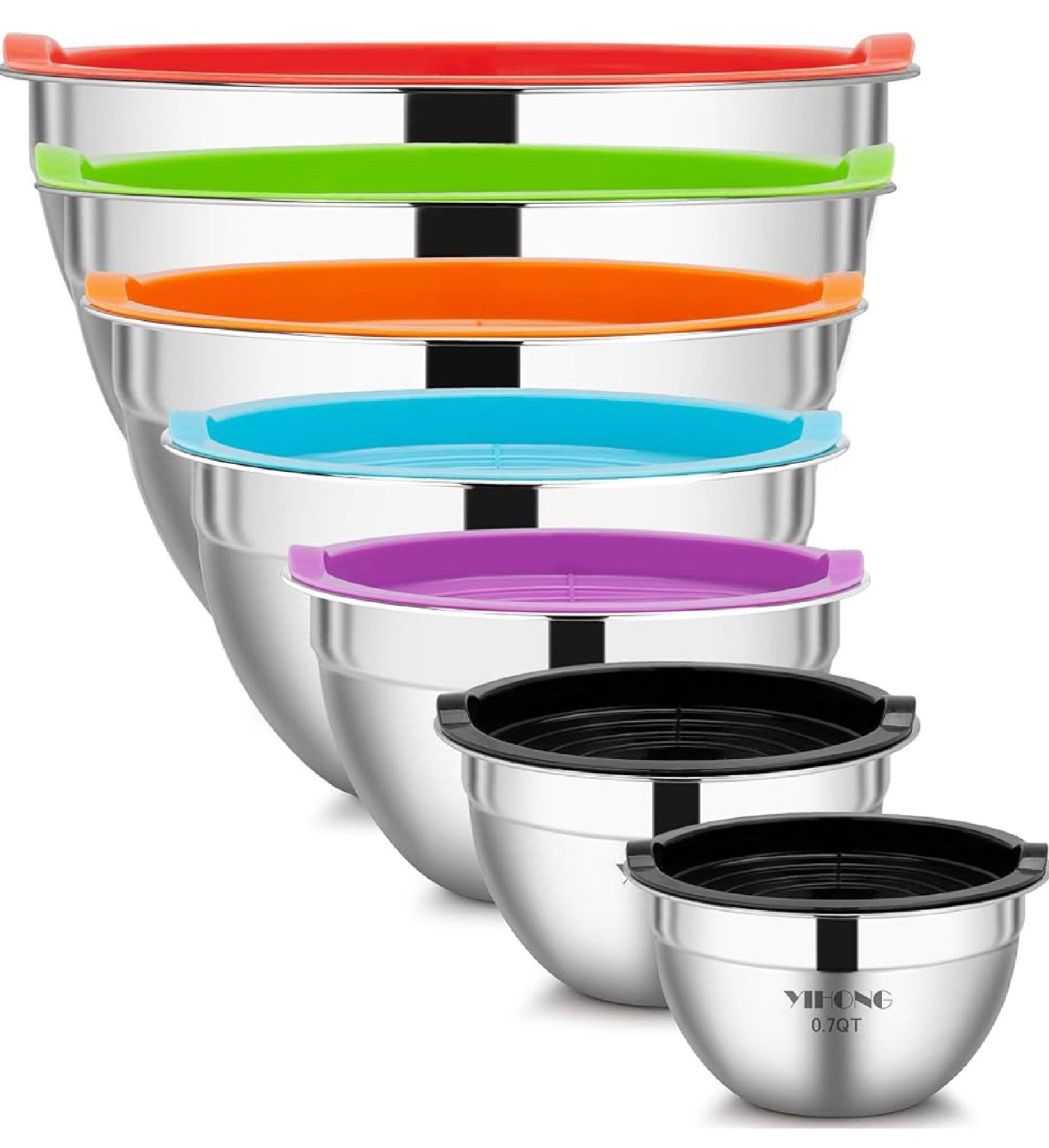 7-Piece Stainless Steel Metal Mixing Bowls with Lids for the Kitchen. Ideal for Baking, Prepping, Cooking and Serving Food. Nesting Design for Space Saving Storage! 

#LTKHome #LTKFindsUnder50 #LTKParties