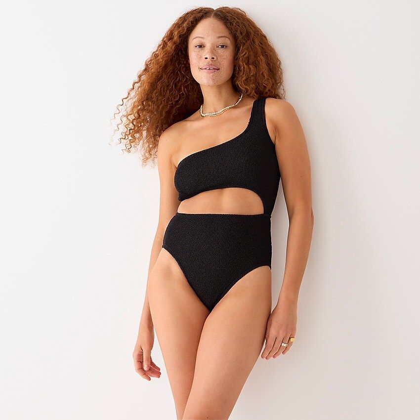 Textured one-piece swimsuit with cutouts | J.Crew US