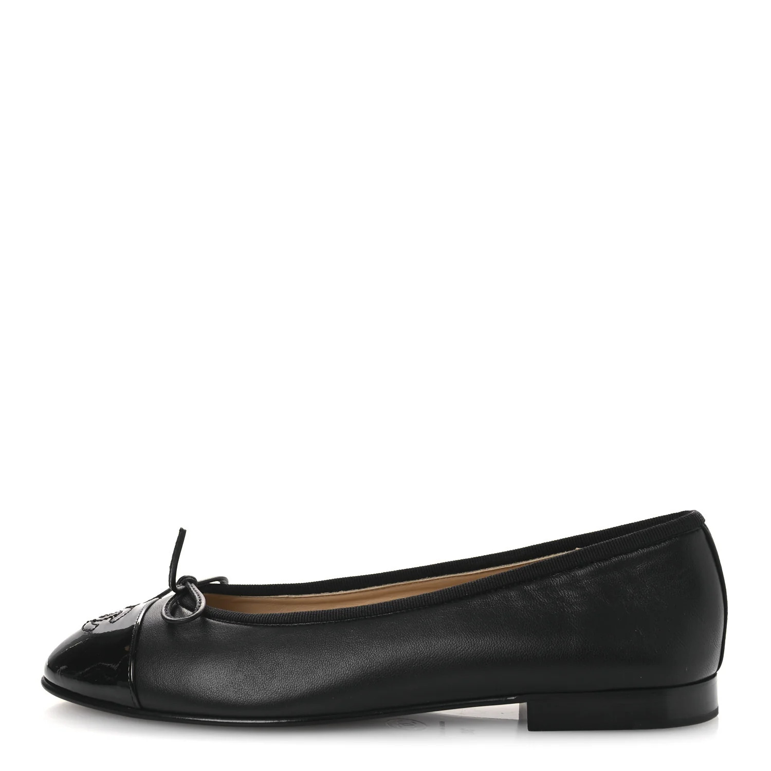 Lambskin Patent Cap Toe Ballerina Flats 38 Black | FASHIONPHILE (US)