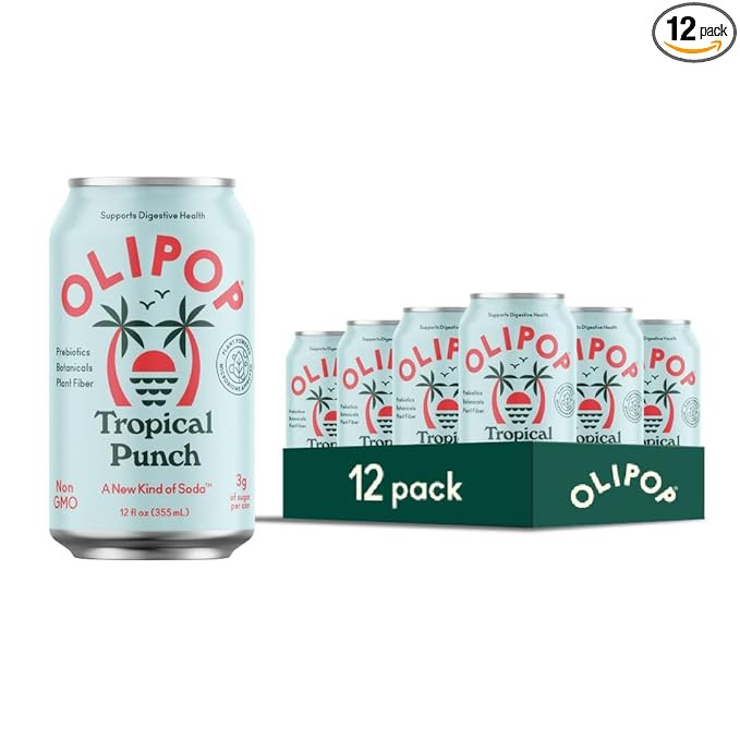 OLIPOP Prebiotic Soda Pop, Tropical Punch, A New Kind of Soda Packed with Prebiotics, Fiber, and ... | Amazon (US)