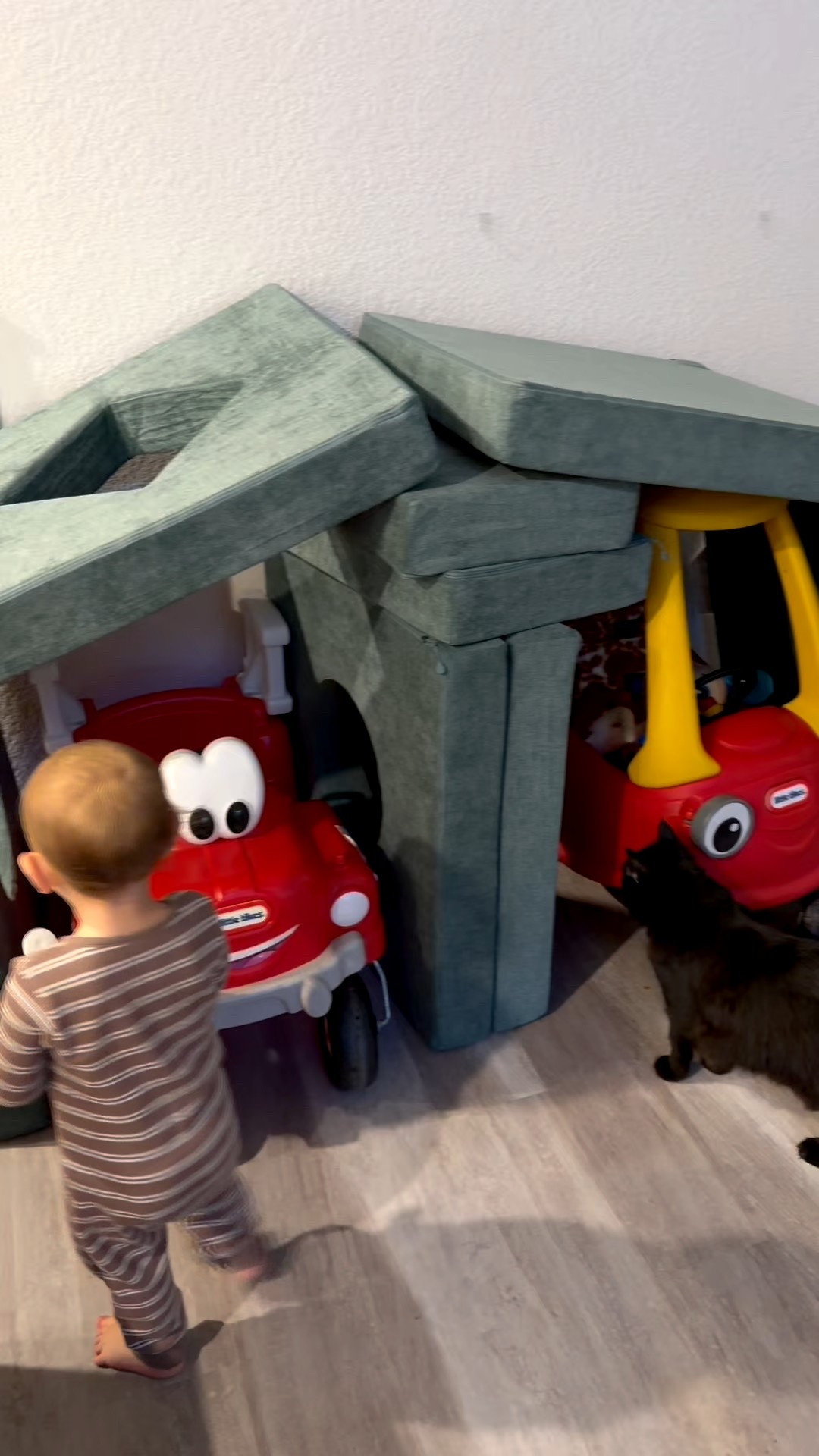 we have so much fun with the yourigami! 2 car garage for our little tikes vehicles !