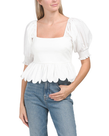 Mix Media Scallop Edge Top | TJ Maxx
