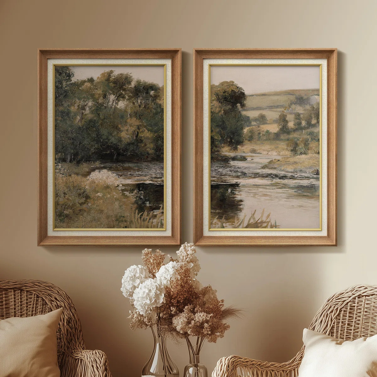 Set of 2 Premium Framed Art Artworks on Premium Canvas with 26"x36" Frame (Set of 2) | Wayfair North America