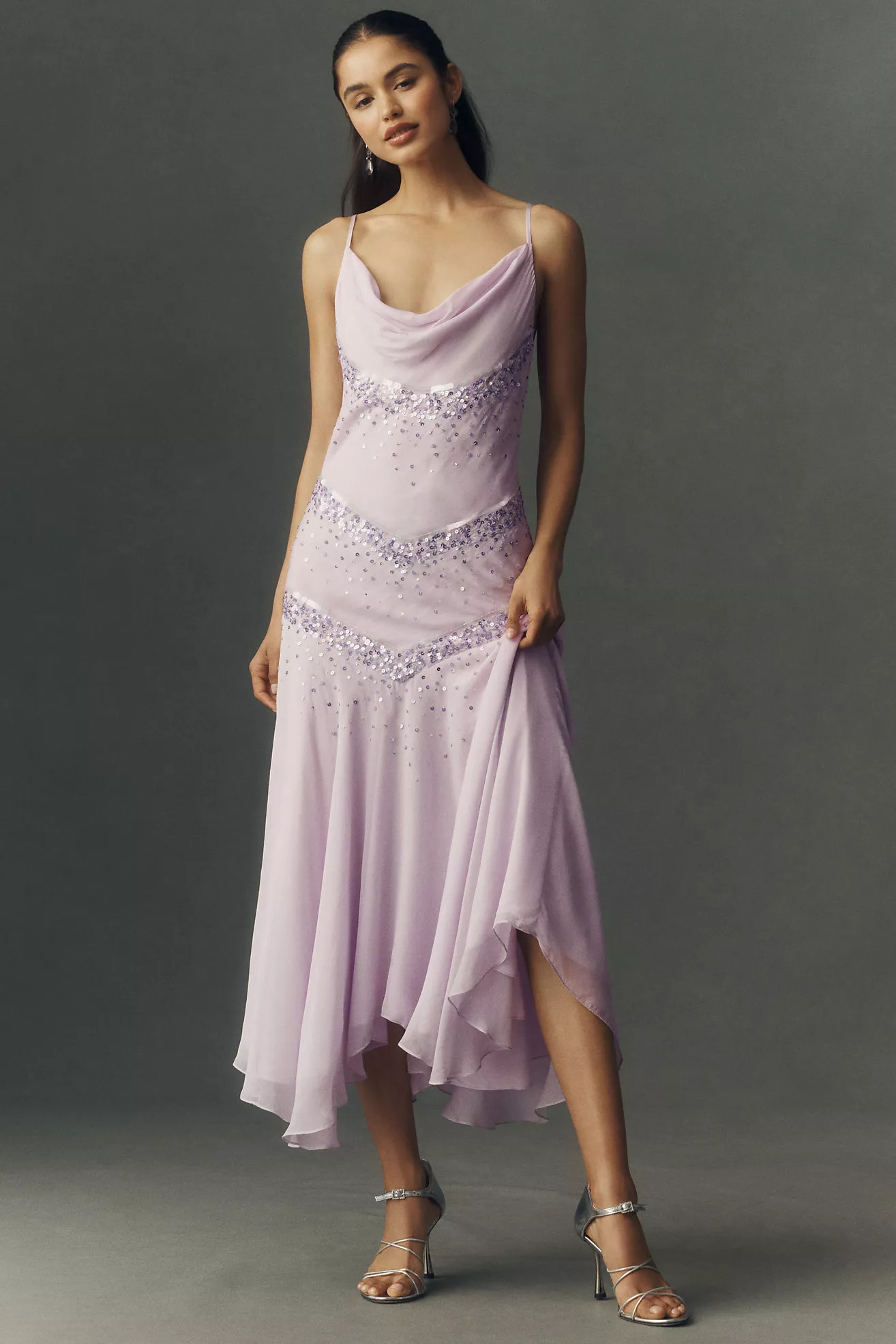 BHLDN Chiffon Sequin Midi Dress | Anthropologie (US)