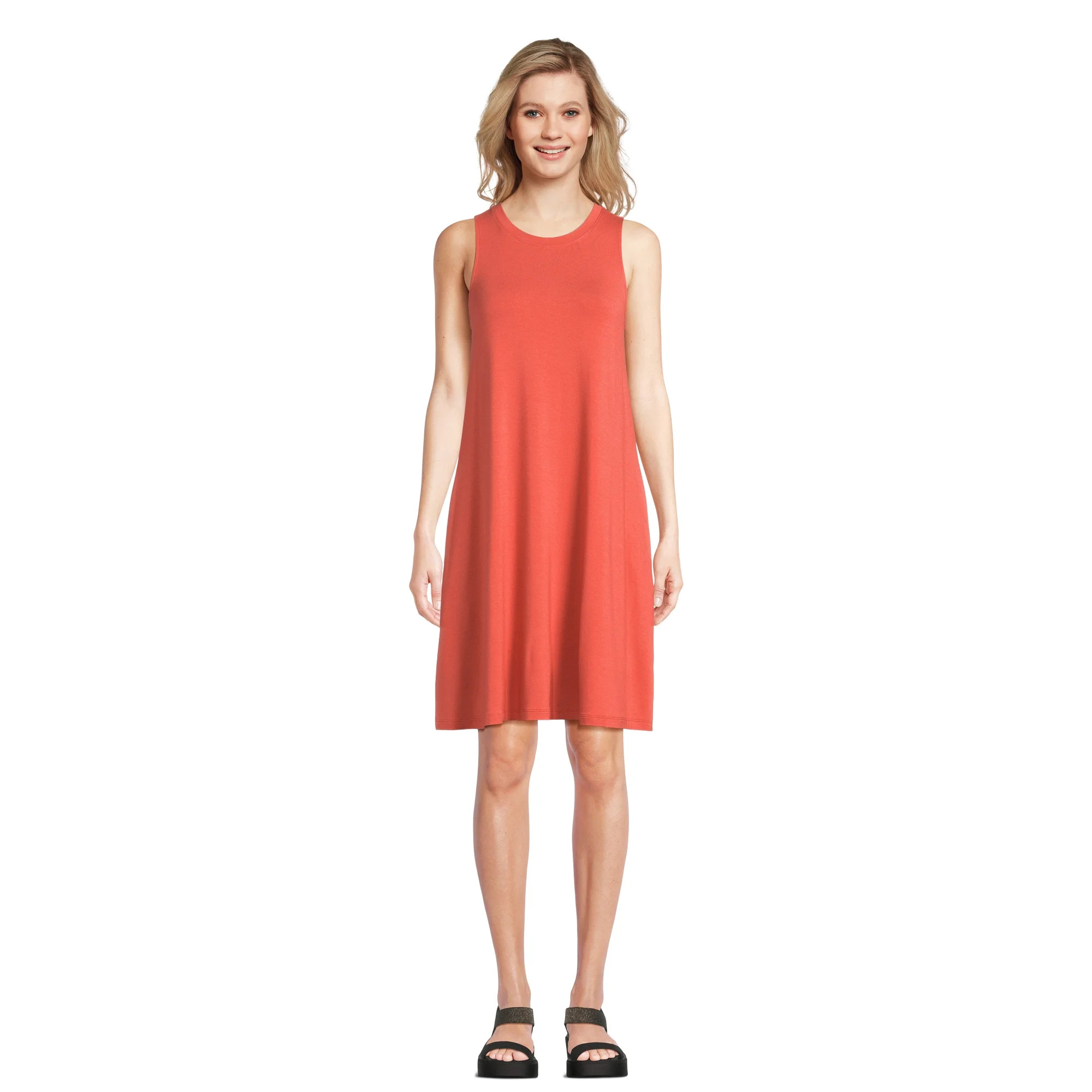 Time and Tru Women's Sleeveless Knit Swing Dress | Walmart (US)