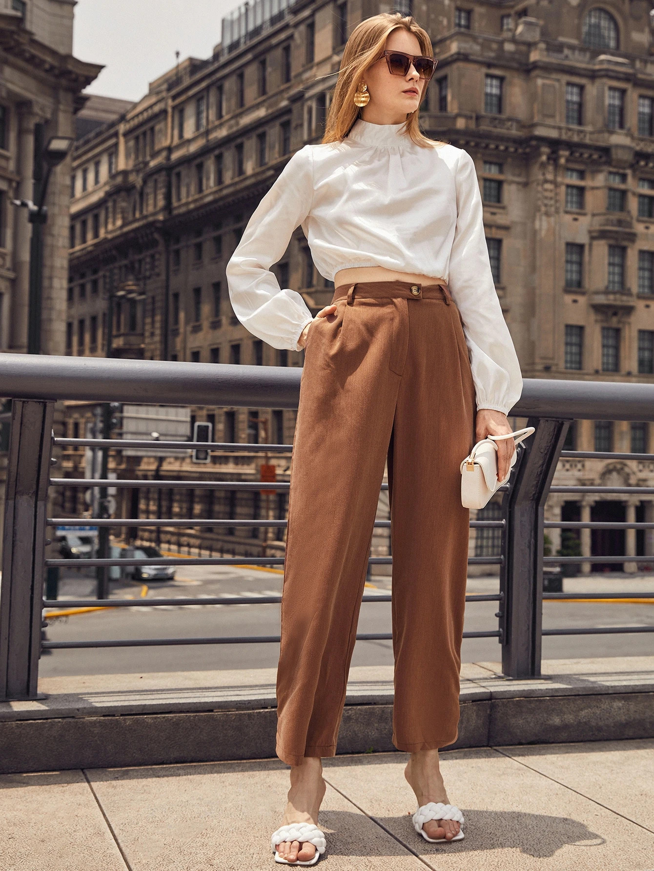 Button Fly Slant Pocket Pants | SHEIN