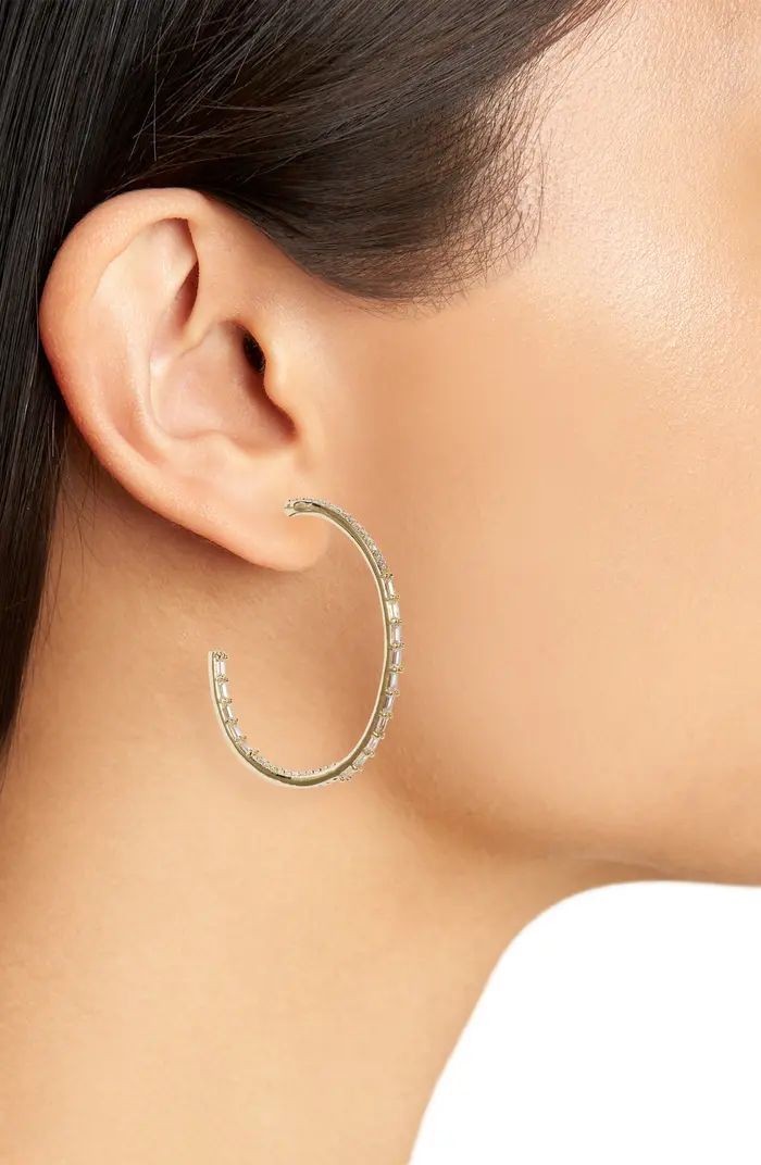 Cubic Zirconia Inside Out Hoop Earrings | Nordstrom