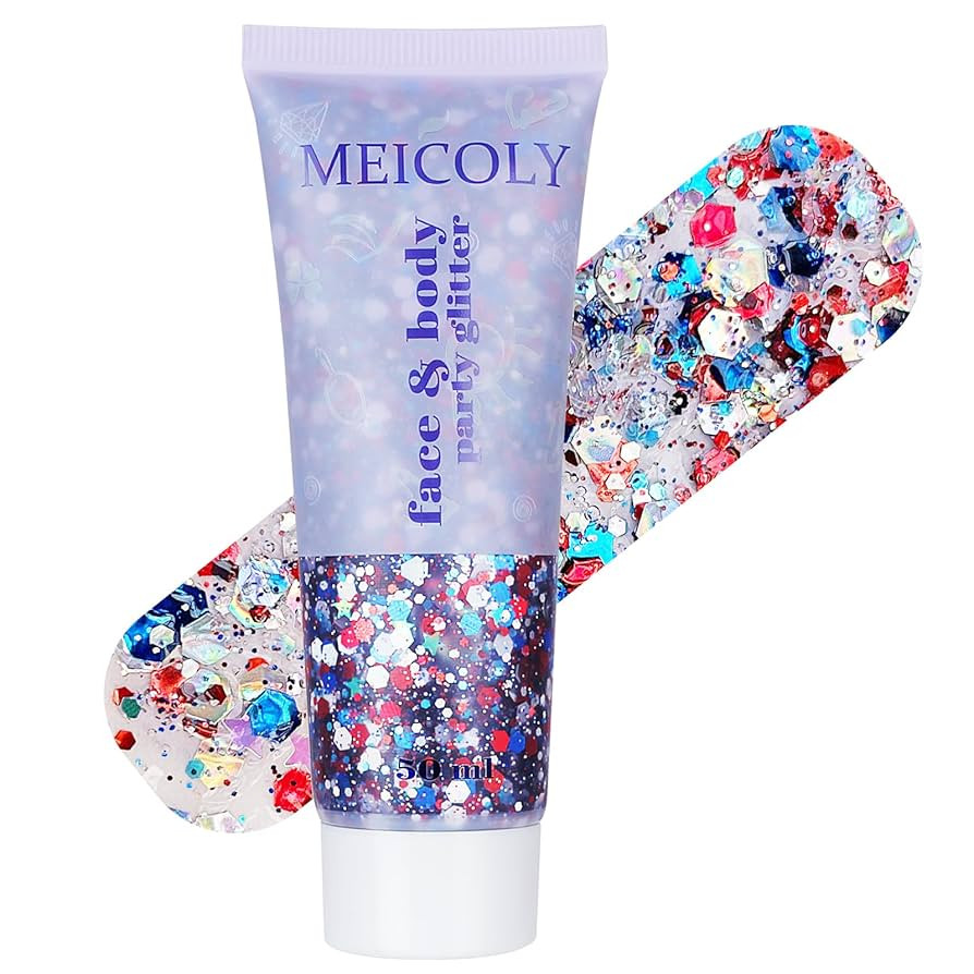 MEICOLY Red White and Blue Body Glitter,4th of July Accessories,4th of July Outfits for Women Kid... | Amazon (US)