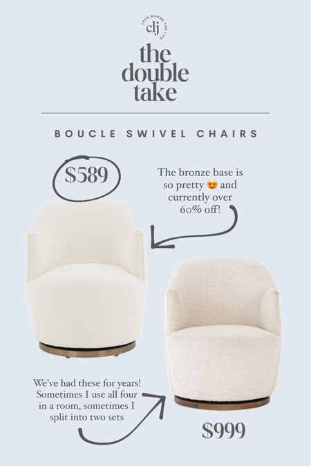 The Double Take: Boucle Swivel Chairs

#LTKsalealert #LTKMostLoved #LTKhome