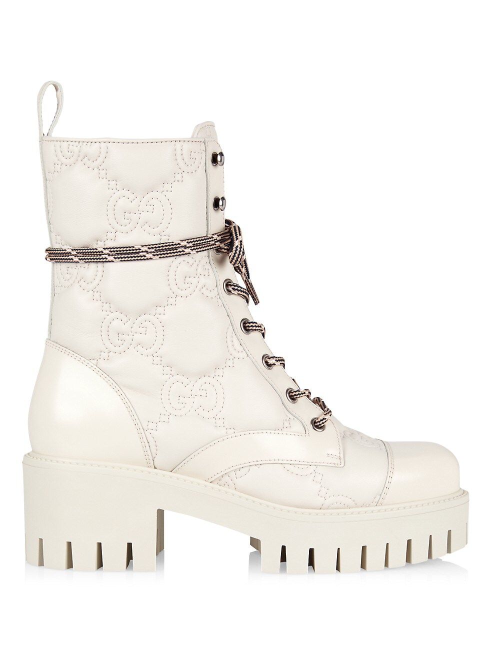 Quilted-Logo Leather Combat Boots | Saks Fifth Avenue