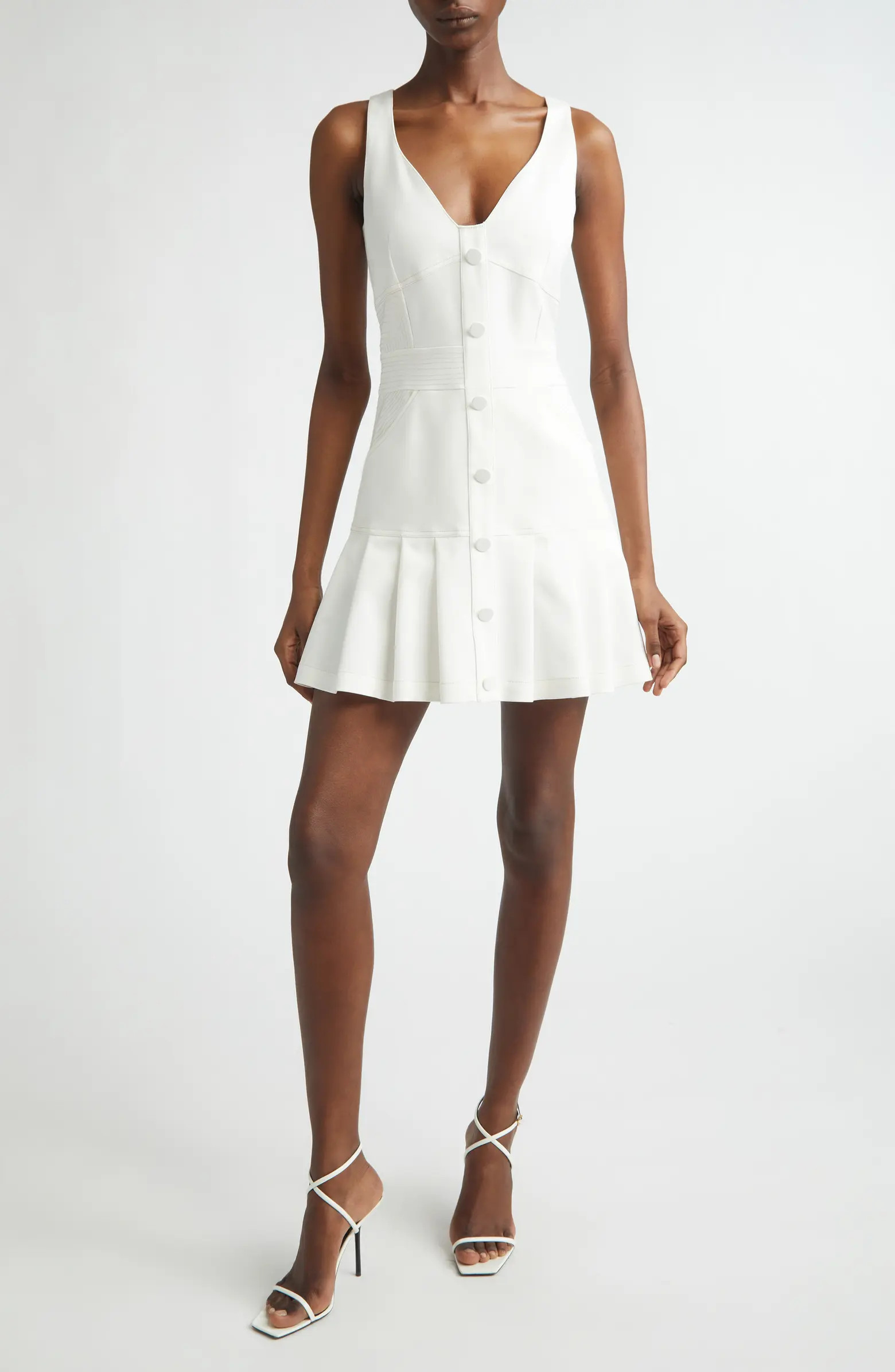 Olana Topstitch Detail Cotton Blend Minidress | Nordstrom