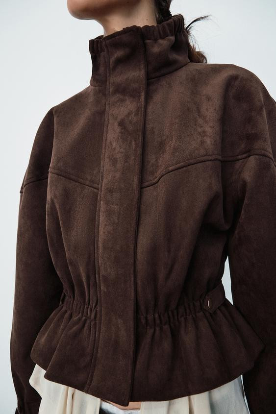 Zara - Suede-Effect Jacket - Brown - L - Woman | Zara US