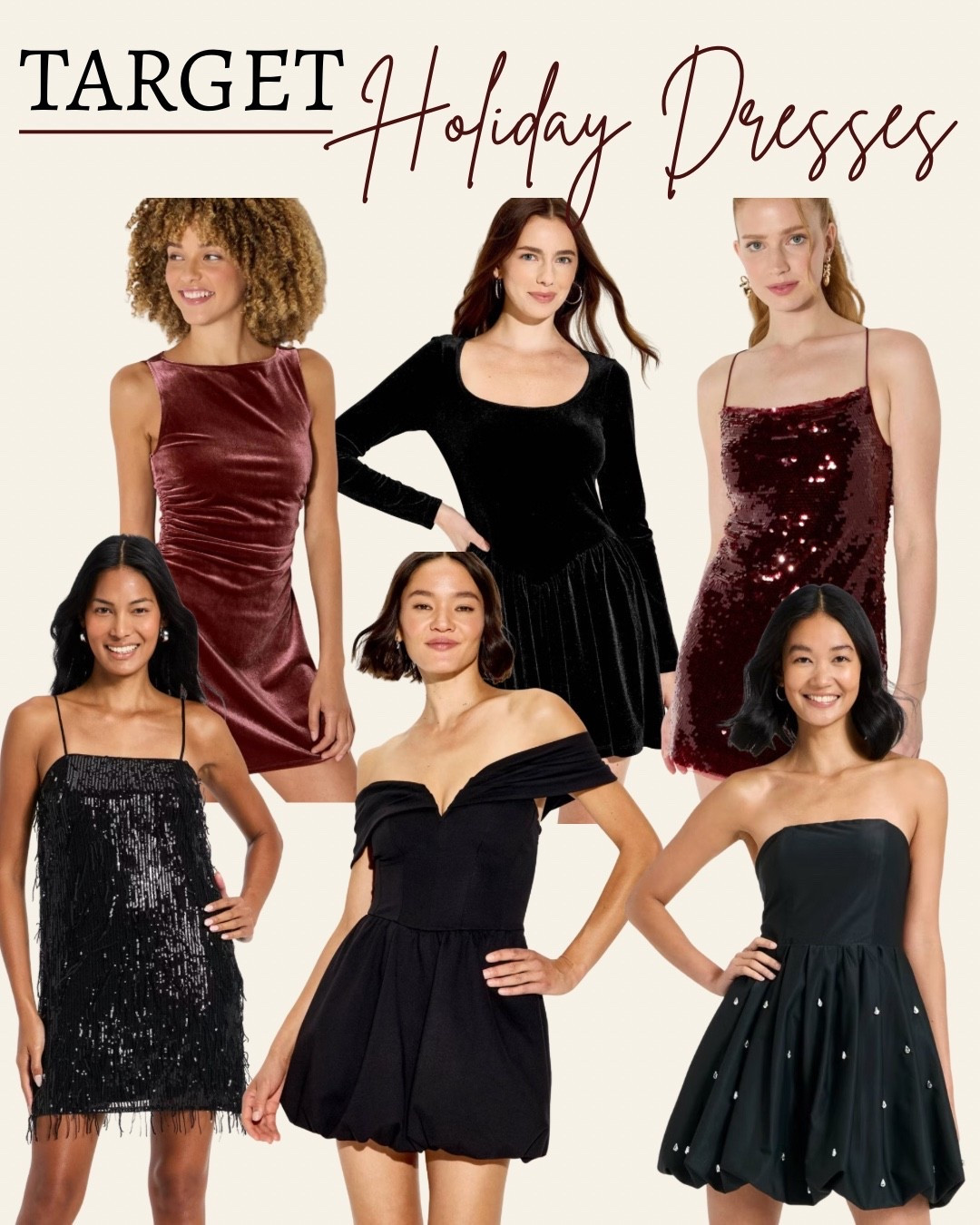 Target Style Holiday Dresses 






Christmas outfit 
Holiday party 
New Year’s Eve 
Cocktail dress
LBD
sequin dress 


#LTKHoliday #LTKFindsUnder50 #LTKootd