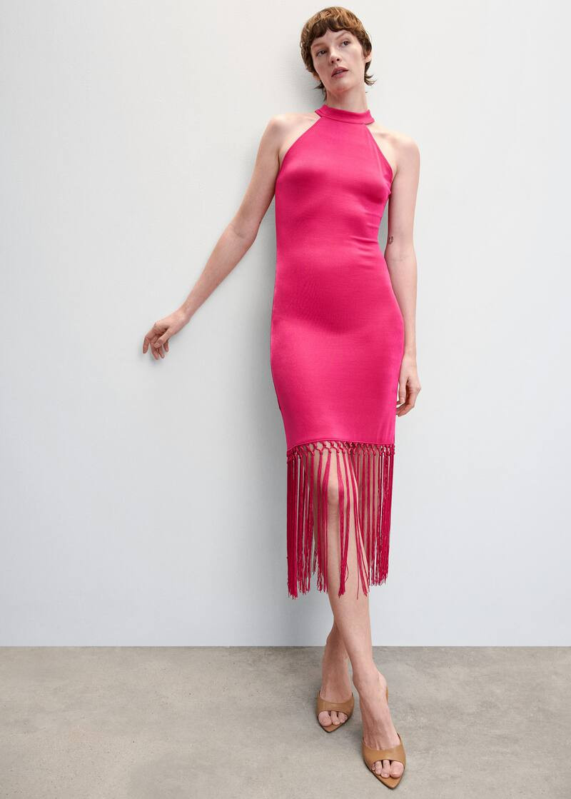 Halter neck fringed dress | MANGO (US)