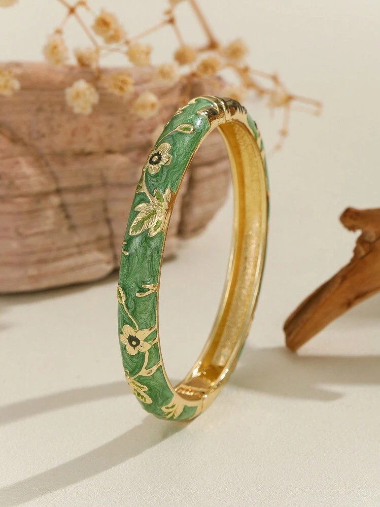 1pc Cloisonne Enamel Droplets Gold Plated Women's Bracelet | SHEIN
