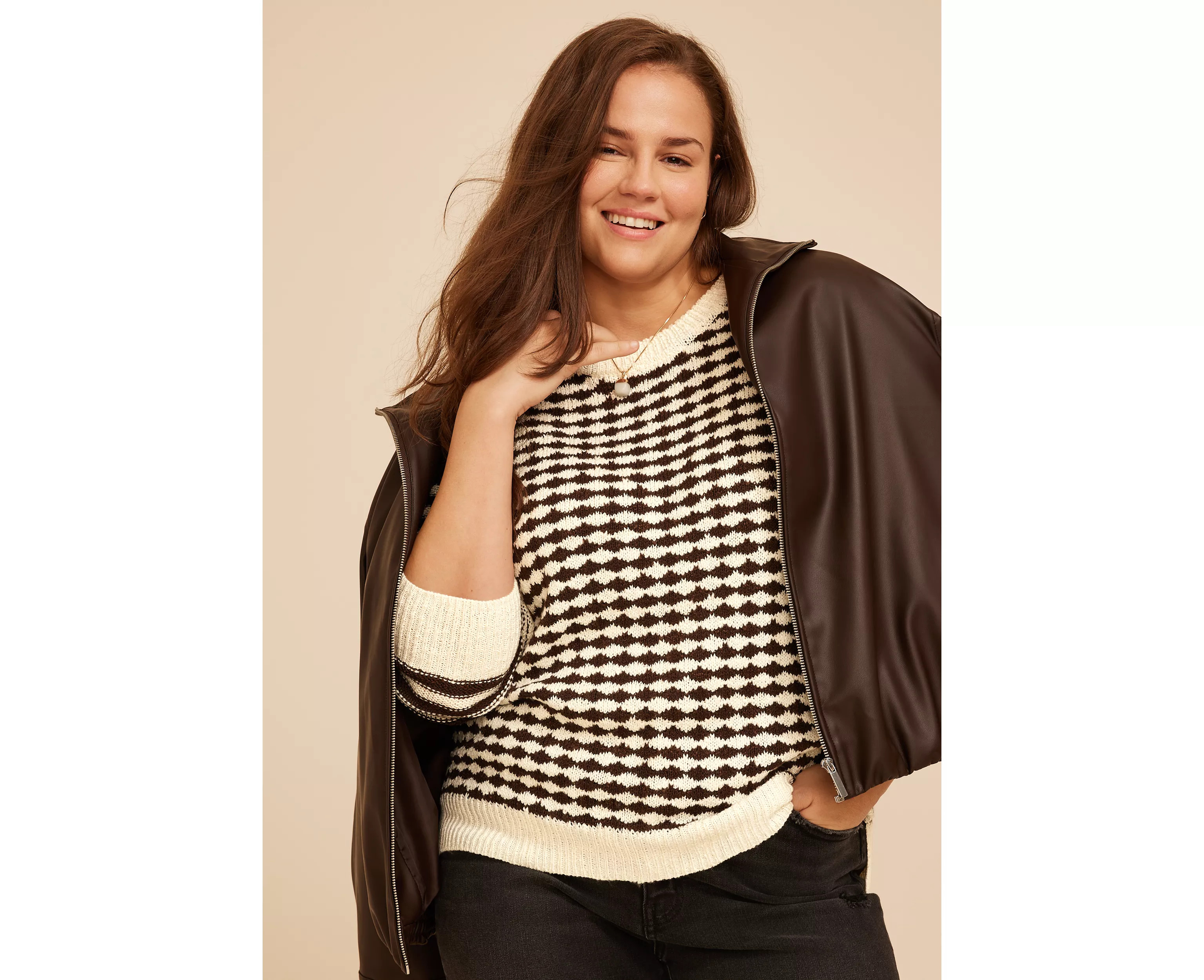 Plus Size Multi Dot Stripe Sweater | Maurices