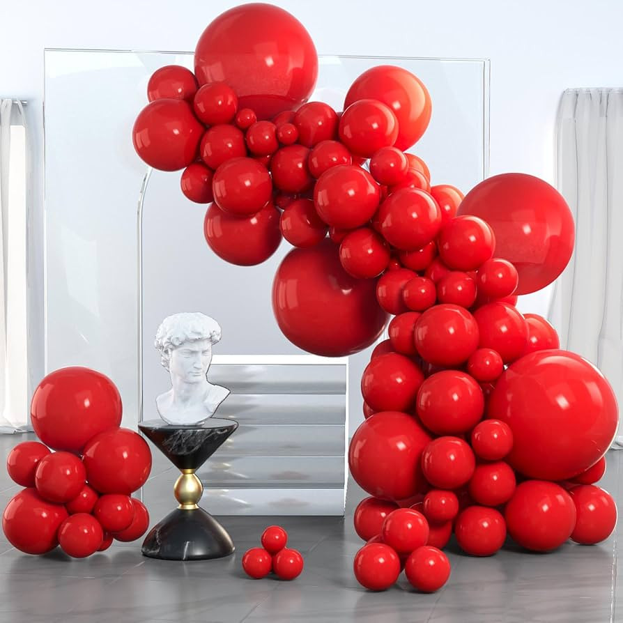 PartyWoo Red Balloons 152 pcs Different Sizes of 18 12 10 5 Inch Matte Red Latex Balloon Arch Kit... | Amazon (US)