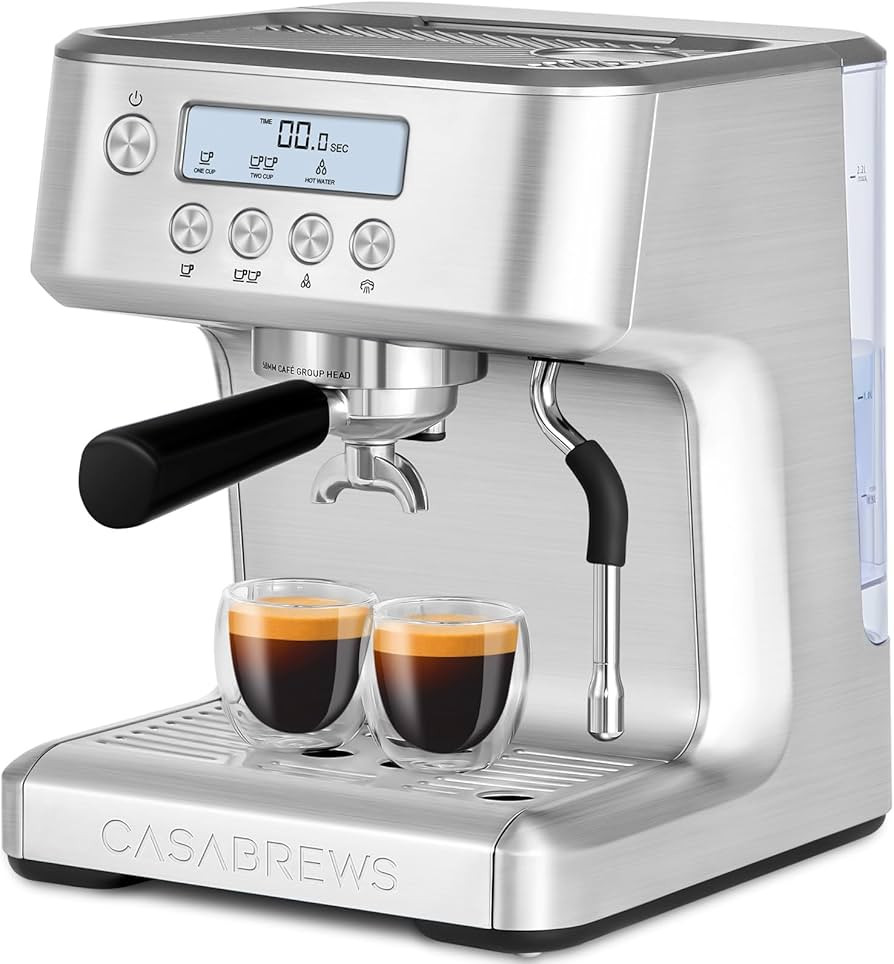 CASABREWS Espresso Machine with LCD Display, Barista coffee machine with Milk Frother Steam Wand,... | Amazon (UK)