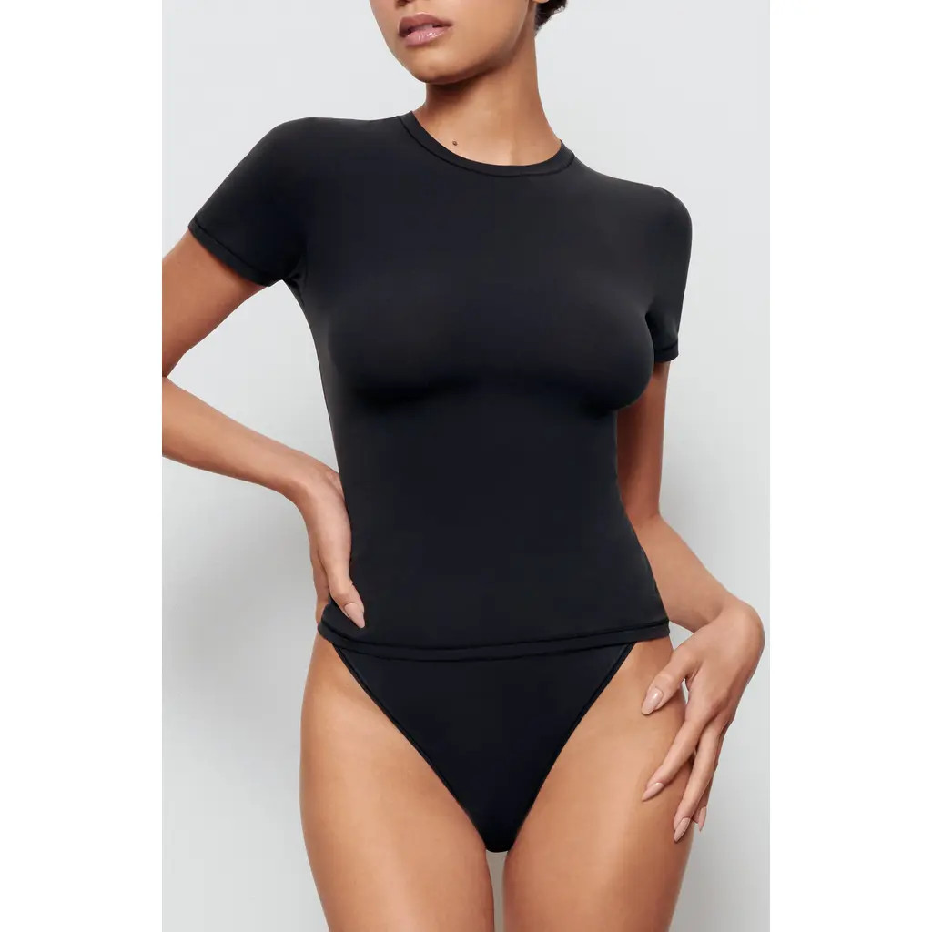 SKIMS Fits Everybody Short Sleeve T-Shirt in Onyx at Nordstrom, Size Medium | Nordstrom