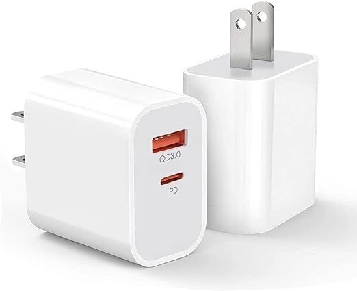 USB C Wall Charger Block 20W, 2-Pack Fast Charging Block, Dual Port PD Power Delivery Type C Char... | Amazon (US)