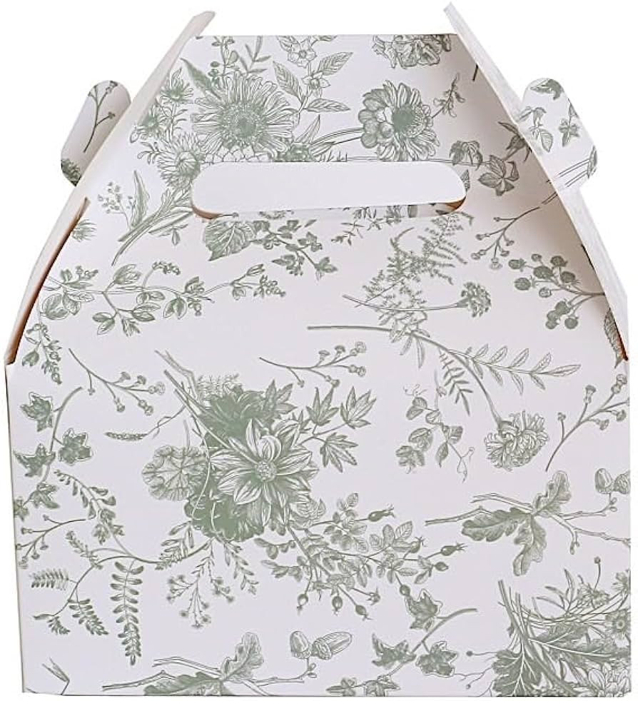 25 Sage Green Floral Printed Tote Gift Boxes Party Favor Holders Wedding Events Reception Home De... | Amazon (US)