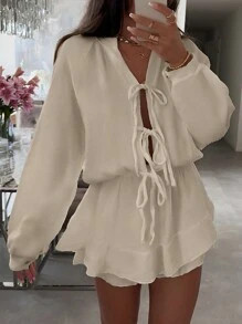 INAWLY Women's Casual Lace-Up Loose Summer Dress | SHEIN