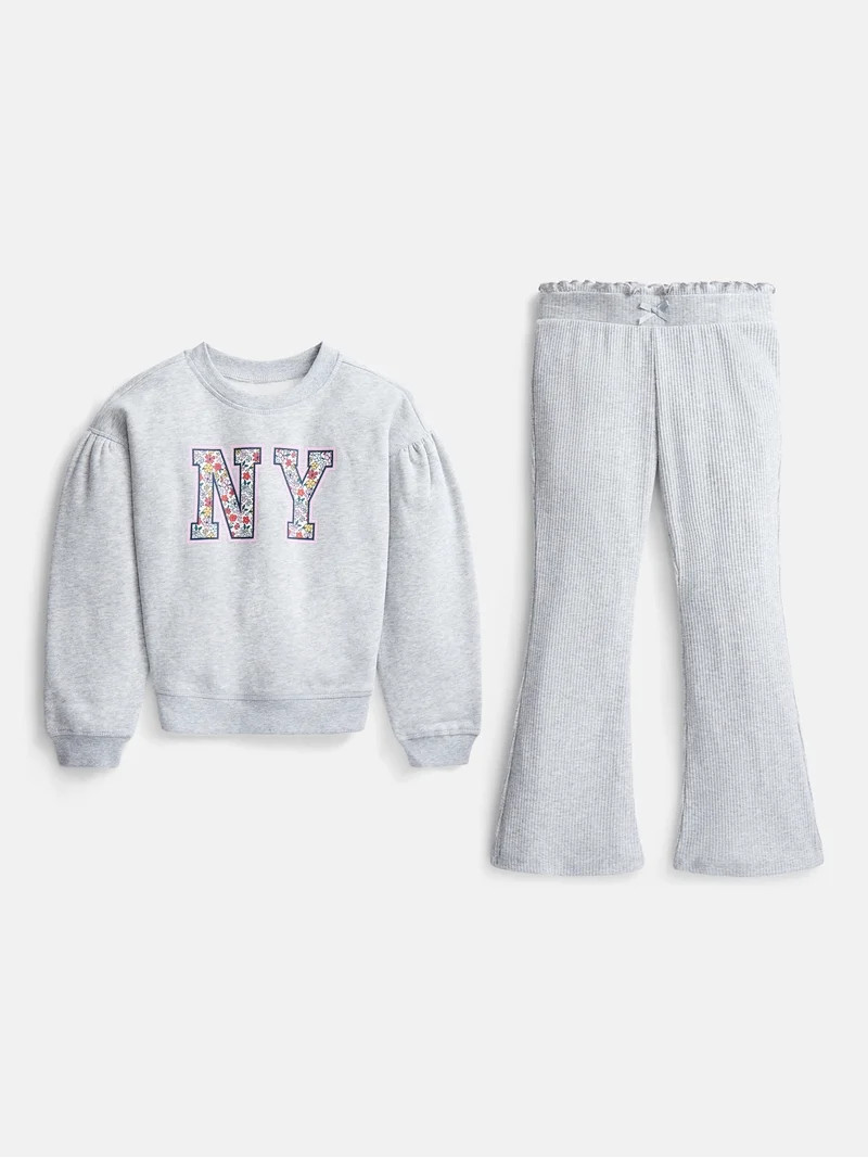 Wonder Nation Girls' Sweatshirt and Flare Leggings Set, 2-Piece, Sizes 4-10 | Walmart (US)