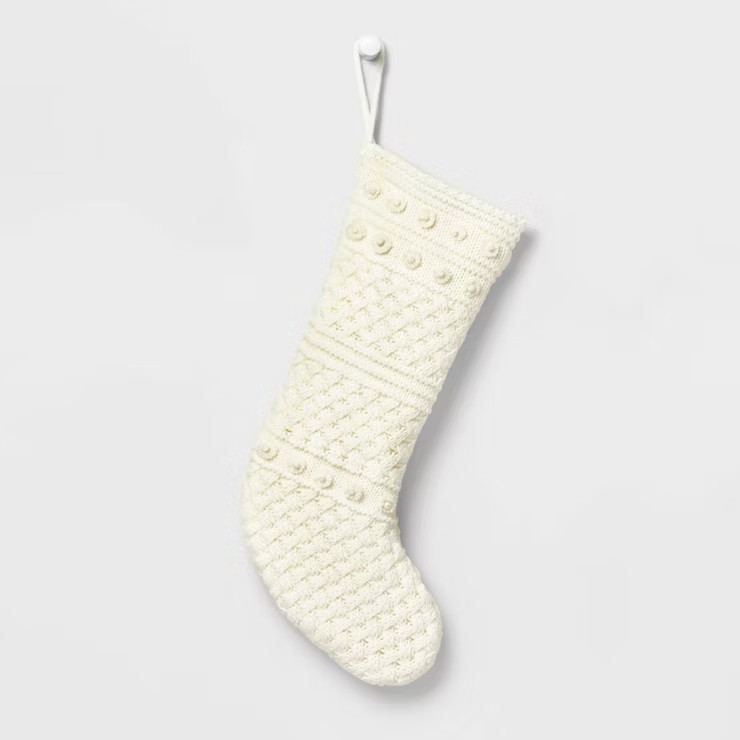 20" Cable Knit Christmas Stocking with Bobbles - Wondershop™ | Target