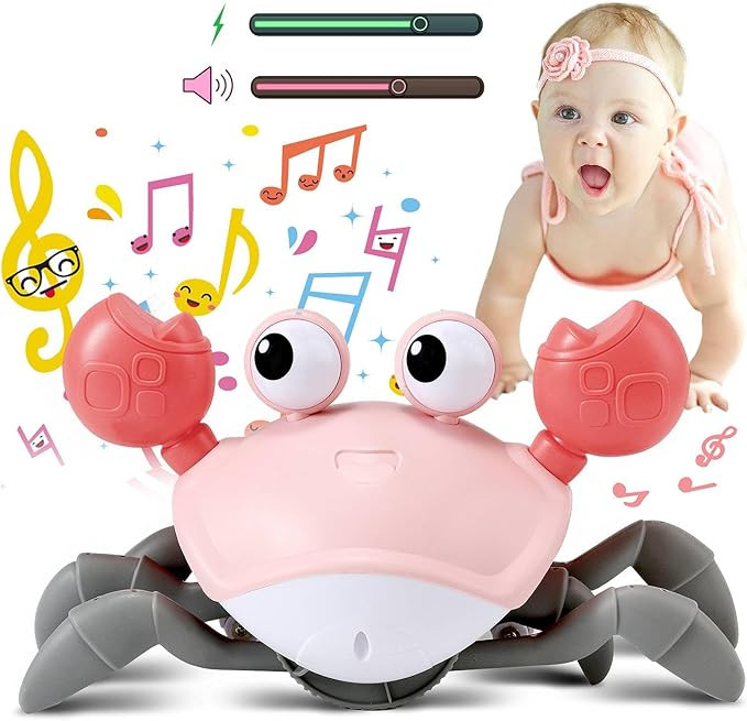 control future Baby Girl Toys Tummy Time: Pink Crawling Crab Babies Montessori Toy Learning 36 Mo... | Amazon (US)