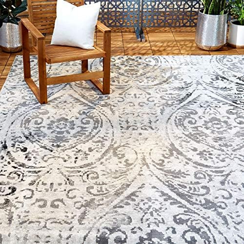 Home Dynamix Nicole Miller Patio Sofia Juniper Indoor/Outdoor Area Rug 5'3"x7'2", Distressed Dama... | Amazon (US)