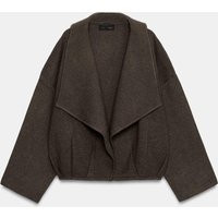 Zara - Open-Front Knit Jacket - Dark Khaki - S - Woman | Zara US