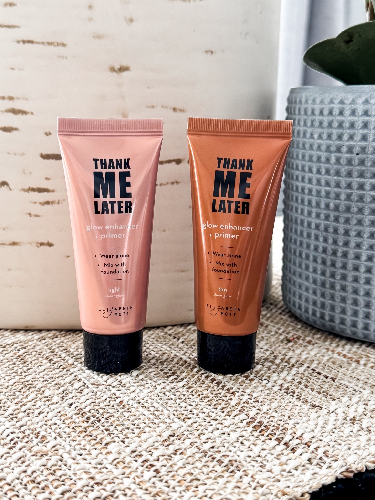Thank Me Later Glow Enhancer and Primer.

Why it's SO good:
Instant Radiance Boost: Ultra-fine micro-pearls deliver a natural glow without glitter or sparkle, enhancing your skin's luminosity.
Skincare-Infused Formula: Hyaluronic acid plumps and hydrates, while niacinamide and squalane improve skin texture and combat signs of aging.
Multi-Use Marvel: Use alone, under makeup, as a targeted highlighter or bronzer for customizable radiance that suits any occasion.
Lightweight Comfort: Feather-light texture feels like nothing on your skin while providing all-day hydration and glow.
Inclusive Glow: Four flexible sheer shades seamlessly blend with any skin tone, ensuring your perfect match for a natural, radiant finish.

Beauty • Glow Enhancer • Primer • Makeup • Beauty Routine • 

#LTKOver40 #LTKBeauty #LTKFindsUnder50