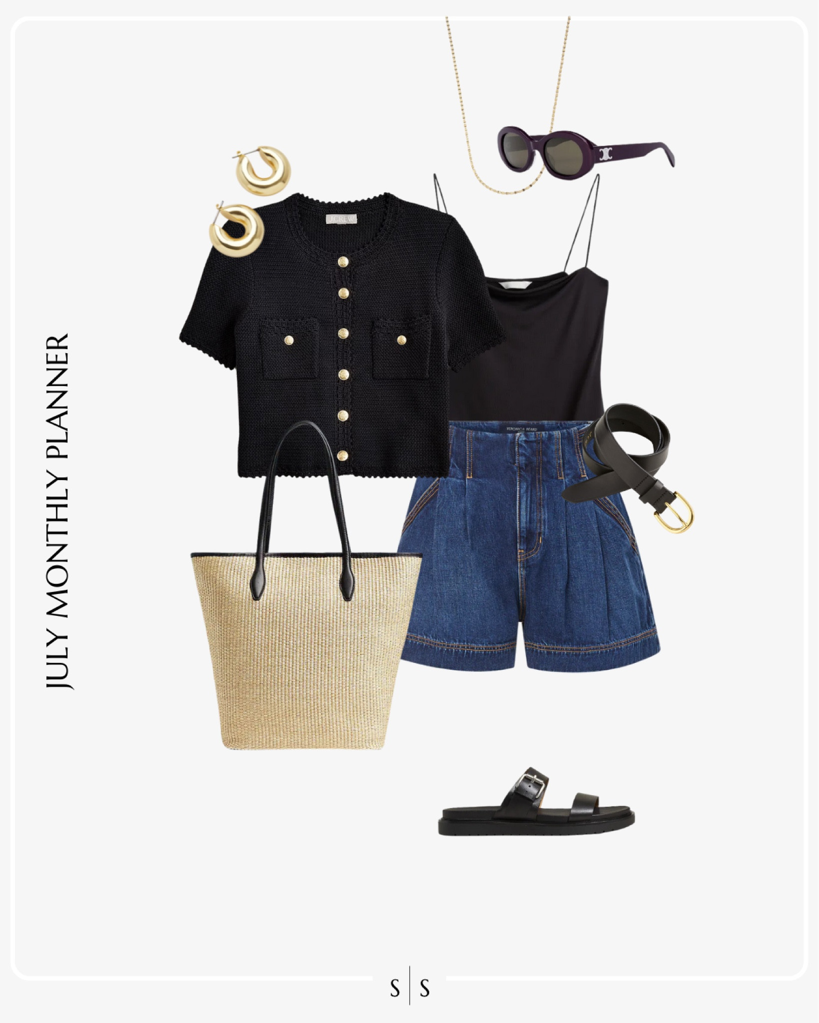 Monthly outfit planner JULY: Summer looks | denim trouser shorts, lady jacket, cami bodysuit, slide sandals, woven straw tote bag 

See the entire calendar on thesarahstories.com ✨ 


#LTKStyleTip