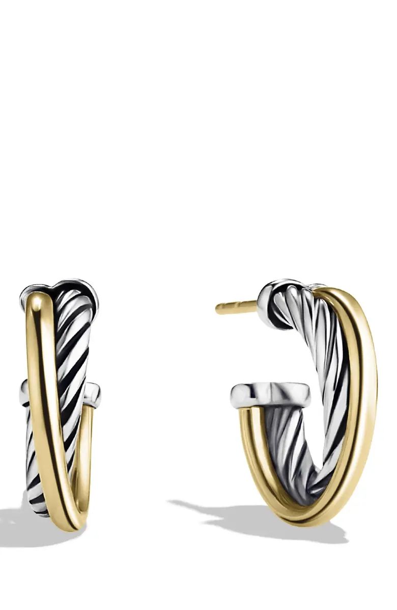 David Yurman 'Crossover' Extra-Small Hoop Earrings with Gold | Nordstrom | Nordstrom