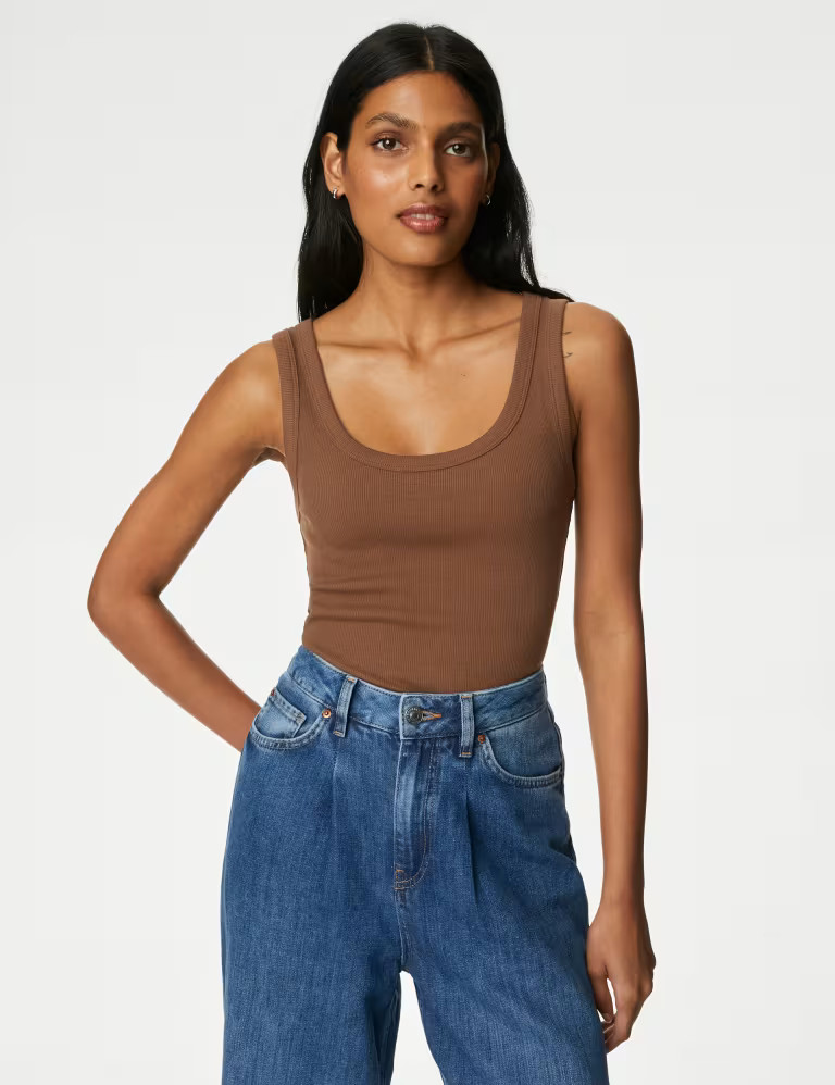 Cotton Rich Ribbed Slim Fit Vest Top | Marks & Spencer (UK)
