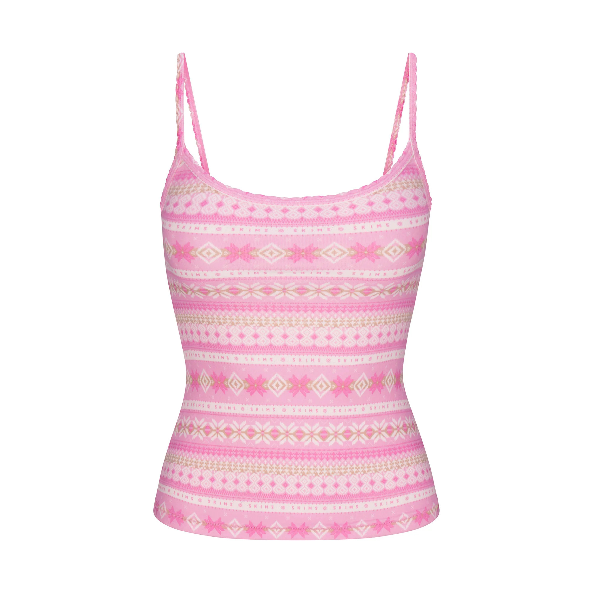 LOGO PLUSH POINTELLE CAMI | BUBBLE GUM SIENNA FAIR ISLE | SKIMS (US)