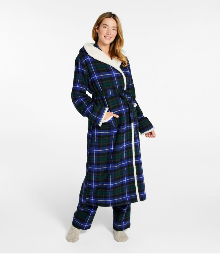 Women's Scotch Plaid Flannel Robe, Sherpa-Lined Long | L.L. Bean