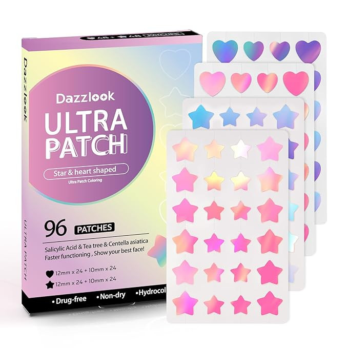 Star Pimple Patch with Salicylic Acid Tea Tree Oil & Centella Asiatica, Hydrocolloid Pimple Stick... | Amazon (US)