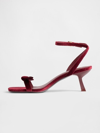 Velvet Bow Open-Toe Strappy Kitten Heels | Gap (US)