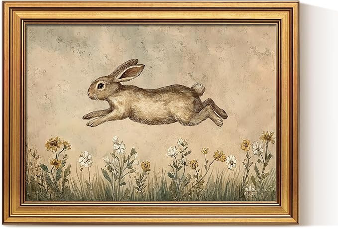 ARPEOTCY Gold Framed Art Prints, Easter Bunny Art Decor for Nursery Kids Room,12x16inch, Vintage ... | Amazon (US)
