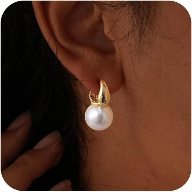 Pearl Earrings for Women, 14K Gold Plated/925 Sterling Silver Quality Handpicked AAA+ Freshwater ... | Amazon (US)