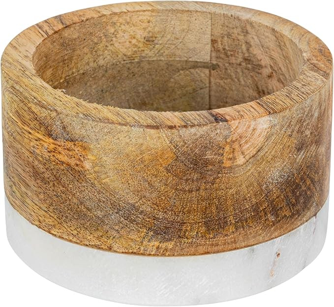 Creative Co-Op Mango Wood and Marble Bottle Holder | Amazon (US)