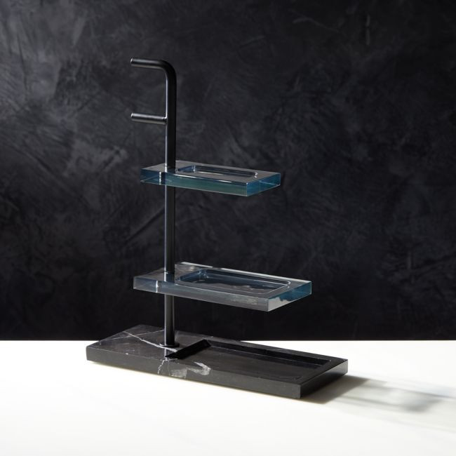 Black Marble Get Organized Small Tabletop Storage | CB2