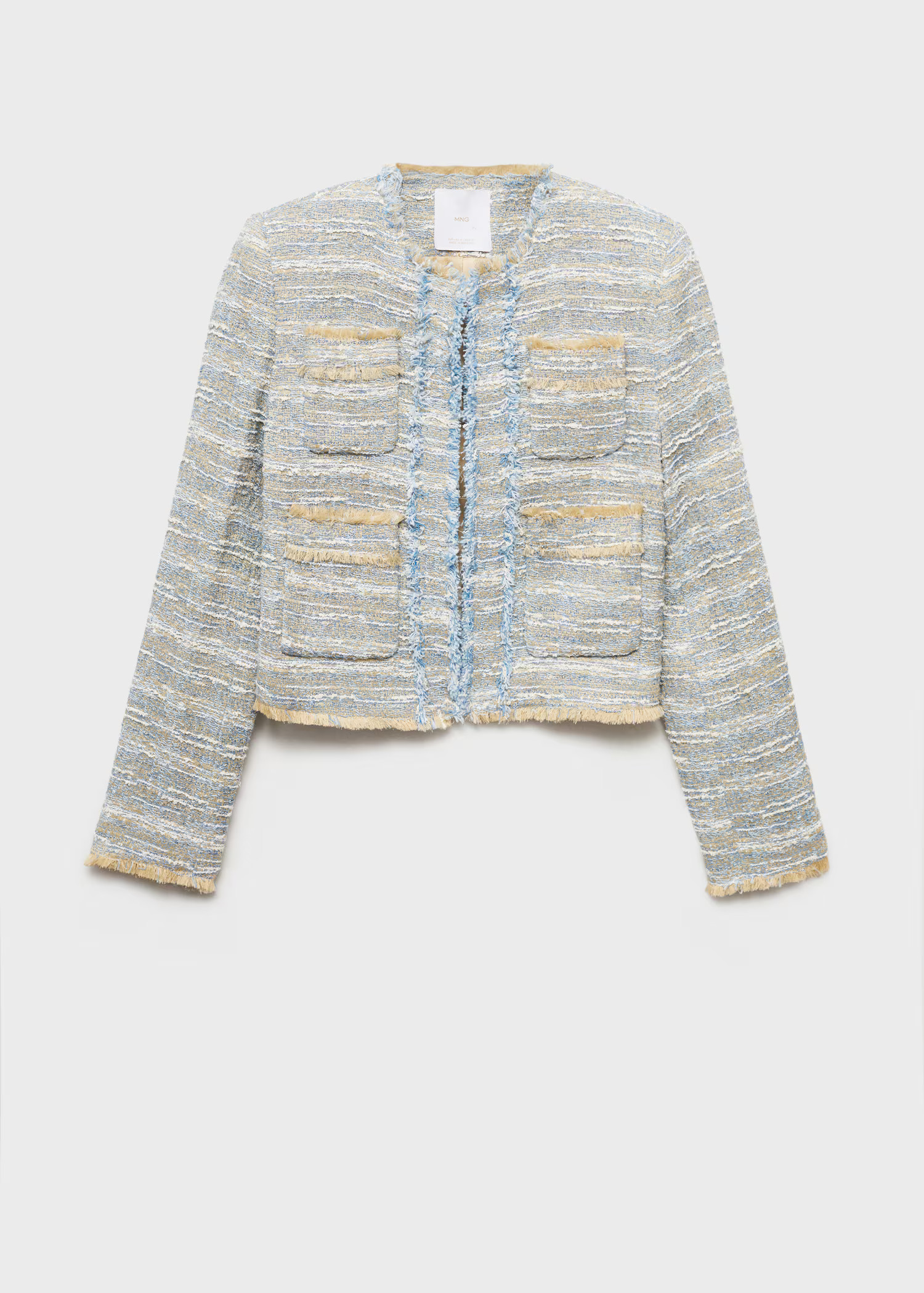 Tweed jacket with frayed ends - Women | MANGO United Kingdom | MANGO (UK)