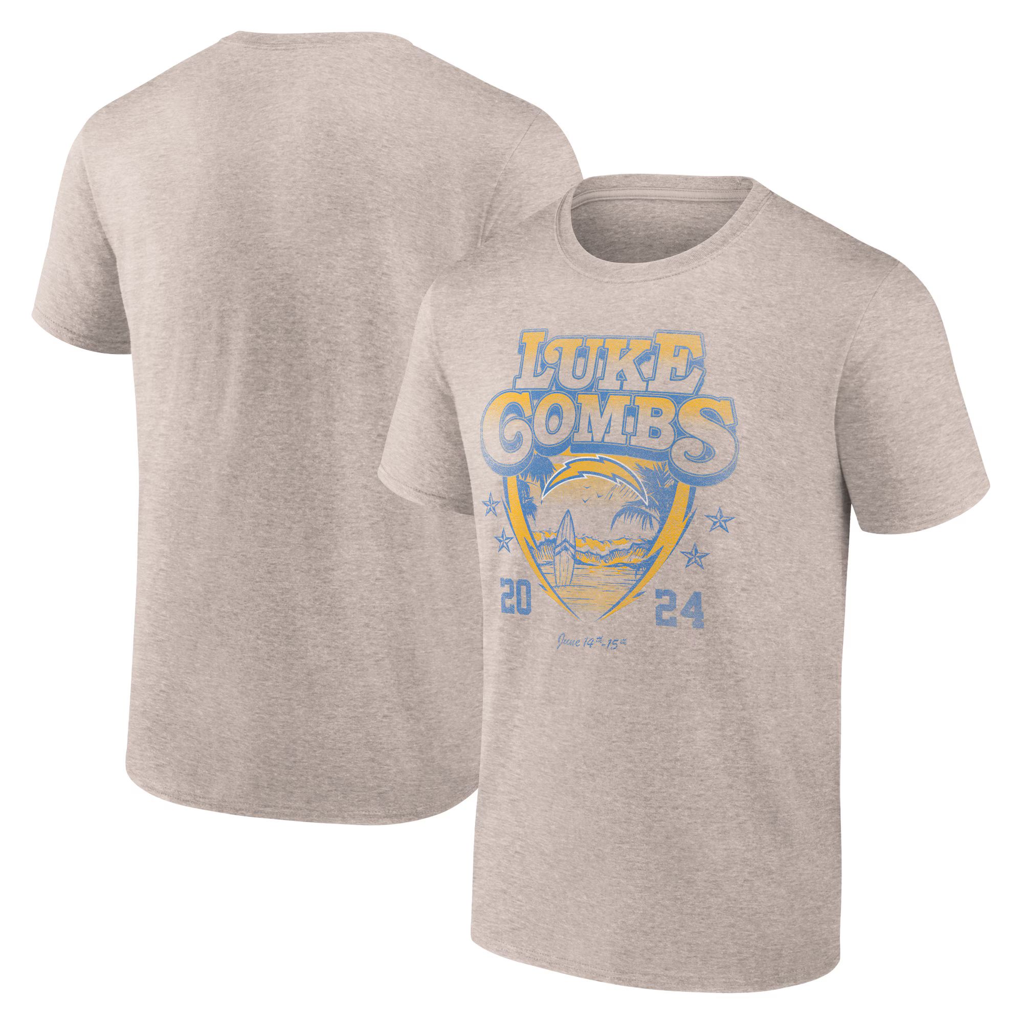 Luke Combs x Los Angeles Chargers Fanatics Branded Growin' Up and Gettin' Old Tour T-Shirt - Tan | Fanatics