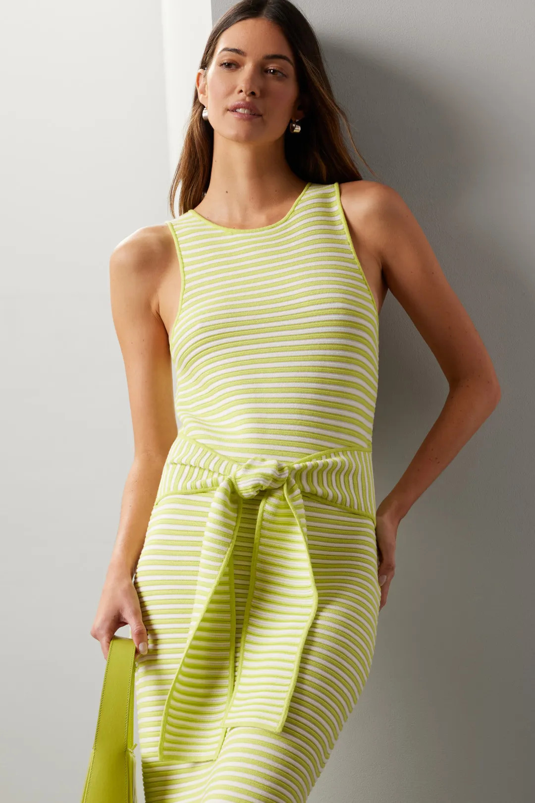 Striped Tie Front Midi Dress | Rent the Runway