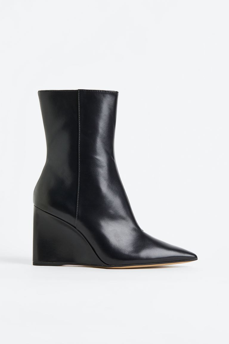 Wedge-heeled boots - Black - Ladies | H&M GB | H&M (UK, MY, IN, SG, PH, TW, HK)