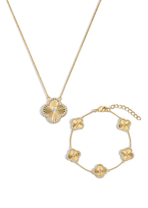 Electric Picks Icon Clover Necklace and Bracelet Set of 2 in Gold at Nordstrom | Nordstrom