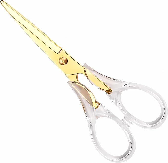 Aesthetic Clear Acrylic Scissors, 6.3" Craft Shears with Gold Sharp Stainless Steel Blades for Ho... | Amazon (US)